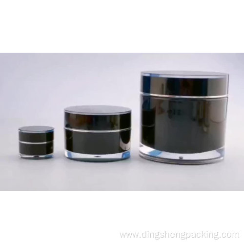 Black Classic Cylindrical Acrylic Face Cream Jar Cosmetic